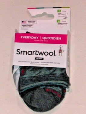 SmartWool Zero Cushion Hounds Tooth Ankle Socks Women's Medium NWT Pewter Blue